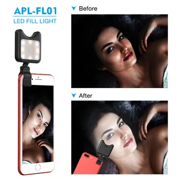 APEXEL Genopladelige USB Charge med batteri Selfie Bærbare LED-Ring Fyld Lys LED flash light Kamera til iPhone og Android-Telefon