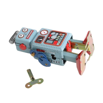 Vintage Mekanisk Urværk Vind Op Walking Robot Tin Toy Børn Gave Samling