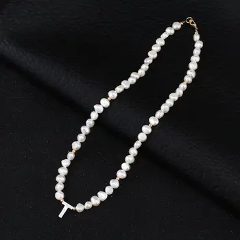 Mode fresh water pearl karakter, letter A-z shell kort halskæde