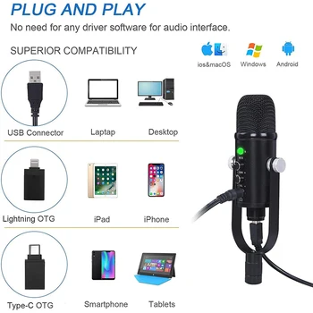 Erhverv studio USB-Mikrofon til Optagelse Karaoke Gaming Kondensator Mikrofon til Computeren, PC-mic Stå Pop-Filter