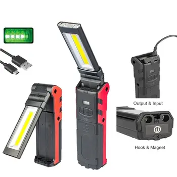 USB-Genopladelige Arbejder Lys Dæmpes COB LED Lommelygte Folde Kontrol Lampe med Magnetiske Base Udendørs Lommelygte