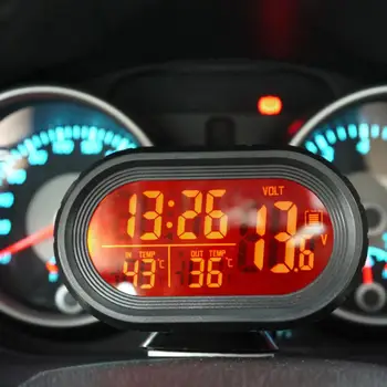 Bil Spænding Tester Panel Af Digital Skærm Batteri Alarm 2 Farver af LED-Baggrundsbelysning Temperatur Thermeter Skærm