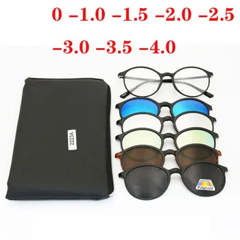 -1.0 -1.5 -2.0 -2.5 -3.0 -3.5 -4 Runde Polariserede Solbriller Færdig Nærsynethed Brillerne Magnet 5 Klip Solbriller Nærsynethed Briller 2223