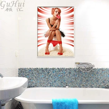 Nordisk Moderne Toiletter Sexede Kvinder Kommode Bar Badeværelse, Boligindretning Lærred Maleri På Væggen Billedet Skønhed Hængende Figur Plakat