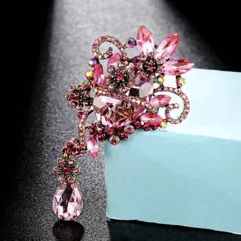 Zlxgirl mode Farverige Krystal-blomst-broche, smykker til bryllup kvinders Hijab Pins Gave Til Kvinder Børne Taske, Tøj, tilbehør