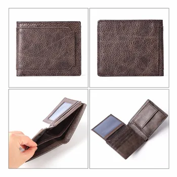 Retro Mænds Virksomhed Tegnebog Korte Læder Mønt Pung Multi-card Wallet-ID Bag RFID-Anti-tyveri af Tegnebog