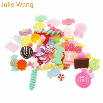 Julie Wang 20PCS Tilfældigt Sendt Harpiks Farverige Slikkepind Slik Slim Charms Vedhæng Smykker Halskæde og Armbånd Tilbehør Hnadcraft