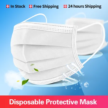 10-100pcs Hvide Engangs Maske Elastisk Ørekrog, Åndbar ansigtsmasker Støvtæt Ikke-Vævede Beskyttende ansigtsmaske til Kvinde Mand