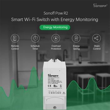 Sonoff Pow R2 Remote Control Light Switch WiFi Smart Power-Skærm Overbelastningsbeskyttelse Stemmestyring Tidsplan Timer