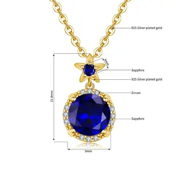 Szjinao 18K Guld Vedhæng med Blå Safir Ægte 925 Sterling Sølv Håndlavede Designer Gemstones Fine Smykker Til Kvinder