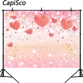 Capisco Valentine ' s Day Fotografering Baggrund Rose Guld Pink Kærlighed Hjerte Glitter Bokeh Bryllup, Bridal Shower Foto Baggrund