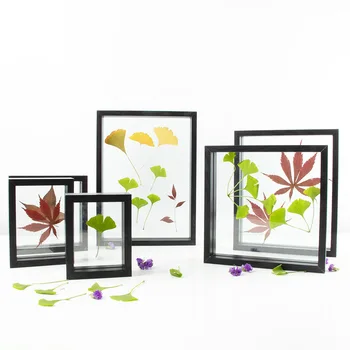 Dobbelt-Sidet Glas Ramme DIY Plante Prøver Album Home Sweet Bryllup Desktop Dekoration i Træ billedrammer Ornamenter 4Color