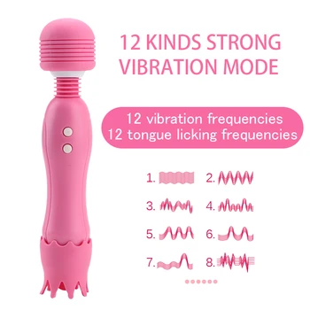 IKOKY Tungen Slikke Klitoris Brystvorte Vibrator G Spot Massager Kraftfulde Magic Wand AV Vibrator Sex Legetøj til Kvinder Klitoris Stimulator