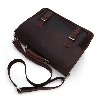 Business retro høj kvalitet i ægte læder til mænd rejsetaske crazy horse koskind håndtaske advokat laptop skulder messenger tasker