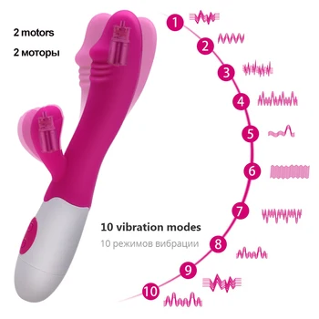 G Spot Dildo Rabbit Vibrator til Kvinder Dual Vibration, Vandtæt Silikone Kvindelige Vagina, Klitoris Massager Sex Legetøj Til Kvinder