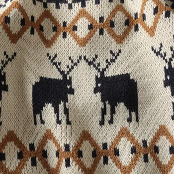 Jul Trykt Hjorte Sweater Mode Mænd Sweater Strik Til Unisex-Streetwear Jersey Trække Homme Halvdelen Rullekrave Vintage Trøje