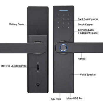 Smart Digital Door Lock Sikkerhed Intelligent Elektronisk Lås Fingeraftryk / Digital-Kode / Smart-Kort / Nøgle Home-Smart Låse