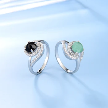 PERLE ' S BALLET 925 Sterling Sølv Ring Naturlig Sort Granat Emerald Birthstone Vintage Aet Deco-Ringe For Kvinder Fine Smykker
