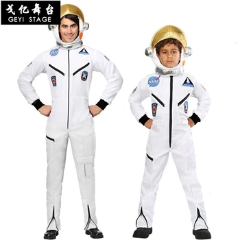 Plads Jakkesæt Til Mænd, Voksne Plus Size Astronaut Kostume hvid Pilot Kostumer 2019 Nye Ankomst Halloween Kostume One Piece Jumpsuit