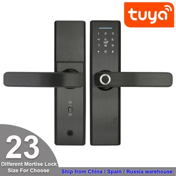 Wifi Tuya APP Elektronisk dørlås Biometrisk Fingeraftryk 13,56 mhz IC-Kort Adgangskode Mobiltelefon Unlock via Fjernadgang Smart Home