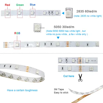 Vandtæt DC12V Led Strip Lights Fleksible Bånd Stribe Hvid RGB-5m-10m 15m 20m RGB Diode Bånd WIFI Controller Room Dekoration