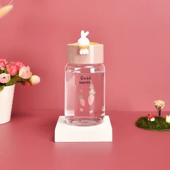 Søde glas vand gennemsigtigt glas kanin kreative personlighed bærbare mini vand cup student par udendørs praktisk