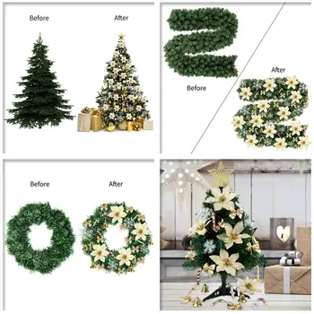 120pcs juletræ Vedhæng Plastik Blomst Simulering Blomst Sæt Vedhæng Hængende Ornamenter Håndværk Xmas Kunstige Blomster