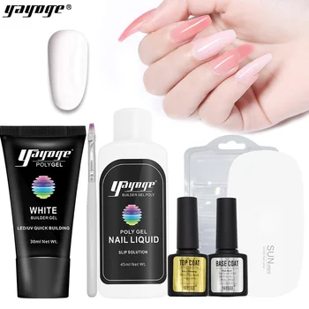 Yayoge Poly Nail Gel Kit 3 Farver Søm Manicure Sæt Til Sæt Negle Værktøjer Sæt Akryl Negle Kit Gel Neglelak Sæt Til Udvidelse