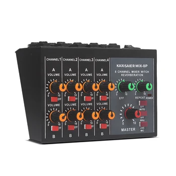 Bærbare Digitale 8-Kanals Stereo Sound Mixing Console Reverb-Effekten Audio Mixer