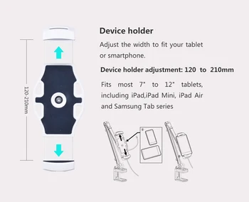 360 Rotere Tablet Stå Bed Lange Arm Holder Bruser Spændeenheden Beslag 4-12.9 tommer til iPad Pro 9.7/11/10.5 /12.9 Aircondition, 2 Mini 4 3 2
