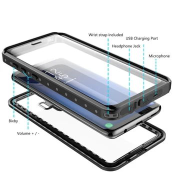 IP68 Vandtæt taske til Samsung Galaxy S9 S8 Plus-taske til Samsung S10 Plus Note 9 Note 8 Dække Stødsikkert Dykning Telefon Shell