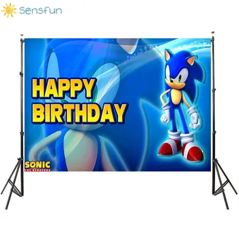 Sensfun Nye fotostudie baggrund Tegnefilm Sonic tillykke med Fødselsdagen Baggrunde Dreng Blå Tema Part Baggrunde fondo fotografia