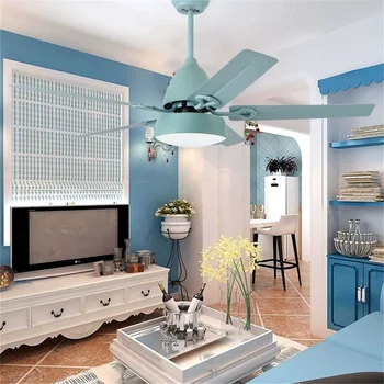 Hongcui Loft Ventilator Med Lys Fjernbetjening 3 Farver LED Moderne Træ Kniv for Hjem, Spisestue, Soveværelse, stue