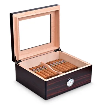 CIGARLOONG Gratis fragt Cedertræ Cigar Humidor Box Large Plads til 50 Cigarer med Hygrometer Luftfugter Desktop-Box