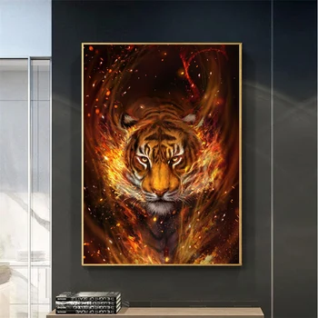 Moderne Dyr Kunst Plakater Tiger, Løver Brand Væg Kunst, Lærred Maleri på Væggen Udskriver Væg Billeder til stuen Hjem Væggen Cuadros