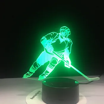 LED Ishockey Mand I Aktion Nat Lys USB 3D bordlampe Soveværelse Luminaria Indretning Sengen Sove Lys Armatur Kid Gave
