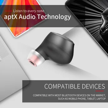 T1 Bluetooth-5.0 Hovedtelefoner understøtter AAC, aptx, Trådløse Hovedtelefoner, 6 timer musik gang med HD-dyb bas mini øretelefoner til din smartphone