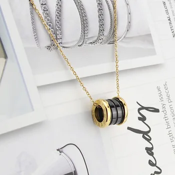 Klassisk Design, Smuk Spiral Keramik Vedhæng Halskæde til Kvinder af Titanium Stål Top Kvalitet Romertal Halskæde Smykker