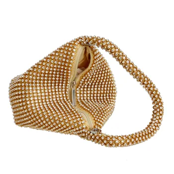 Mode Kvindelige Clutch Taske Rhinestone Crystal Beaded Kvinder Aften Tasker Diamant Bryllup Brude Håndtasker Soft Mini Pung ZD1160