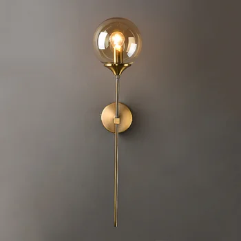 Røg grå brunt Glas Kugle væglampe Moderne Nordisk Guld væglampe Inventar Indretning Soveværelse Badeværelse Lys Indendørs Armatur