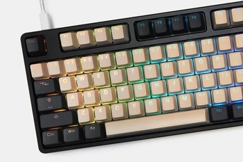 Taihao pbt-dobbelt shot tasterne for diy gaming mekanisk tastatur er Baggrundsbelyst Caps oem-profil lys gennem grå mørke blå beige