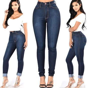 Nye Slim Jeans til Kvinder Tynde Høj Talje Jeans Kvinde Blå Denim Blyant Bukser med Stretch Talje Kvinder Jeans Bukser Calca Feminina