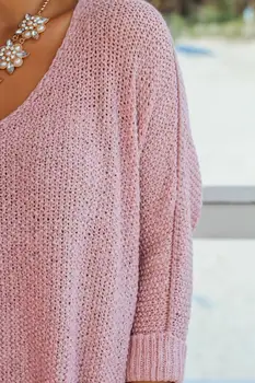 Umeko 2020 Efterår og Vinter Mode Plus Size Oversized Sweater Kvinder Casual Solid V-hals Løs Strikket Trøjer Jumpers Damer