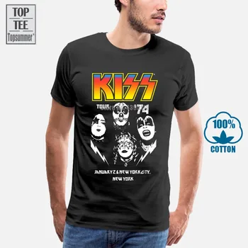 Mænd T-Shirt Brugerdefinerede Kys Tour '74 Vintage-Dobbelt-Dye T-Shirt-Nyhed Tshirt Kvinder