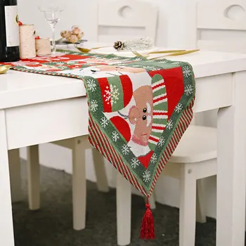 1PC Jul bordløber Elk Julemanden Glædelig Jul Indretning til Hjemmet Xmas Ornamenter 2021 Jul nytår Home Decor