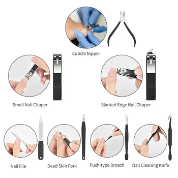 Rustfrit Stål, der er Professionel Manicure Søm Clipper Kit til Pedicure Værktøjer Tå Negle Clipper Boks Til Tå Finger Pleje Gif