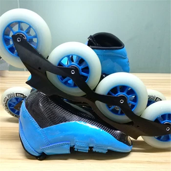 2-lag kulfiber håndlavet hastighed støvle med glat Læder inline speed skates patines kvindelige kvinde, pige skating sko sneaker