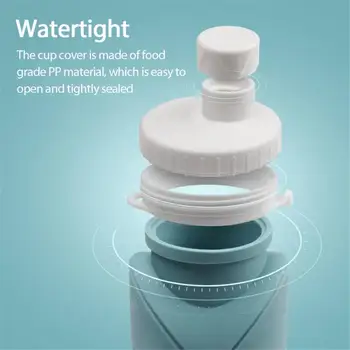 Rejser opbevaring af forbrugsstoffer sammenklappelig koldt vand flaske mad silikone plastik pot udtrækkelig praktisk vand cup med reb