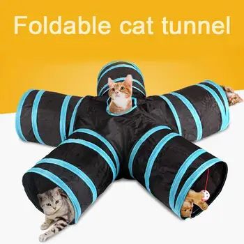 Praktiske Kat Tunnel 5-Vejs Sammenfoldelige Pet Toy Tunnel Kanin, Kat og Hund Spil Pipe Sort blå