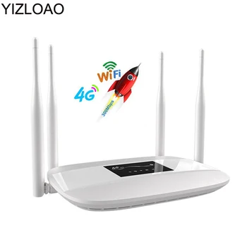 YIZLOAO Ulåst 300Mbps 4 eksterne antenner hjem Wifi-Router, 3G, 4G GSM LTE router hotspot 4G-modem 4g router med sim-kort slot
